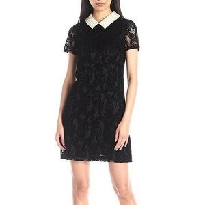 Betsey Johnson Black Lace Dress with Pearl Collar